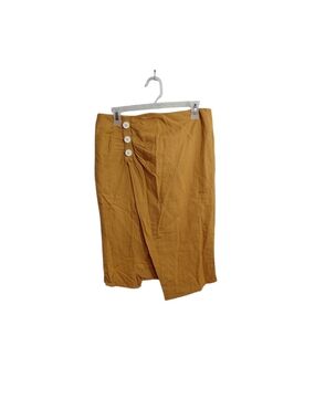 Zara Mustard Wrap Midi Skirt with Side Buttons